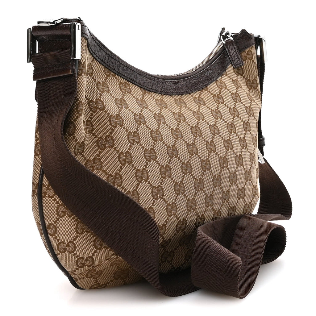 Gucci Monogram Medium Half Moon Hobo Dark Brown