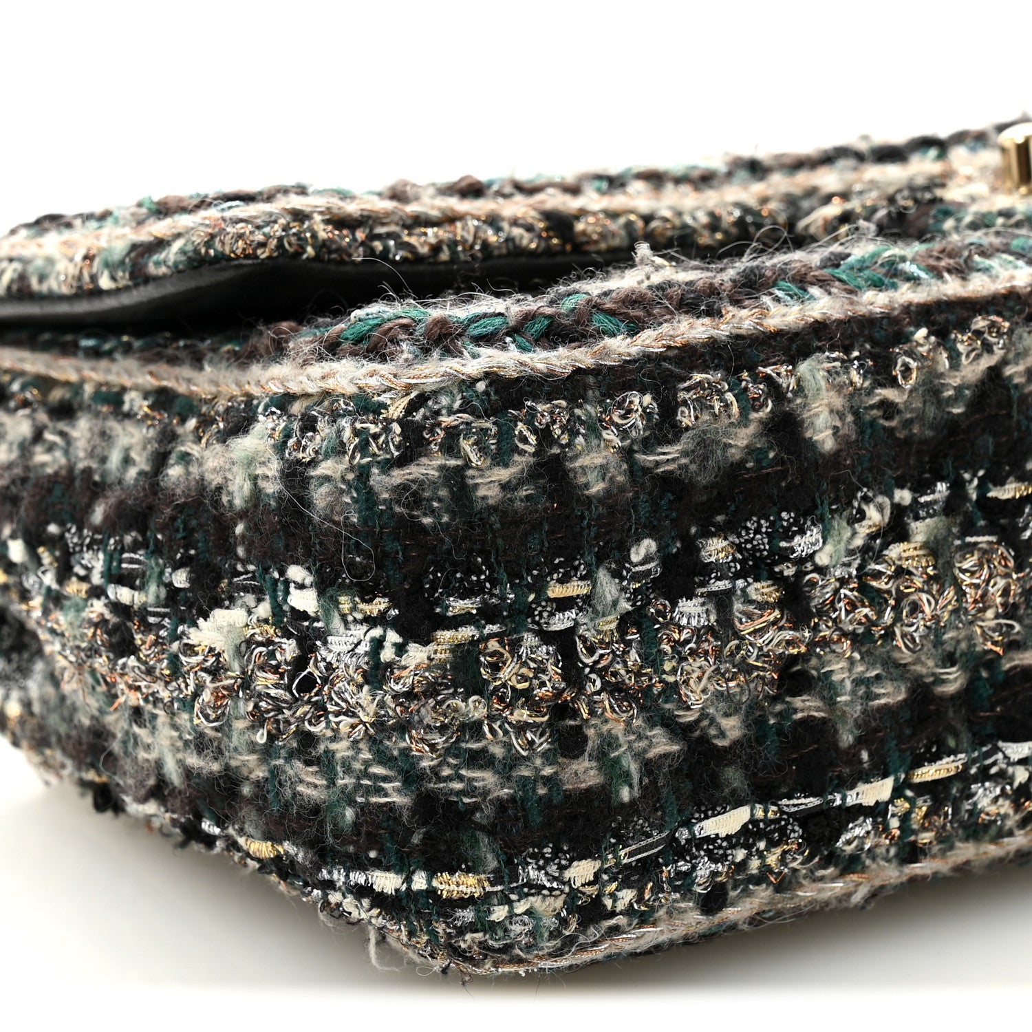 Chanel Tweed Braid Medium Flap Turquoise Multicolor