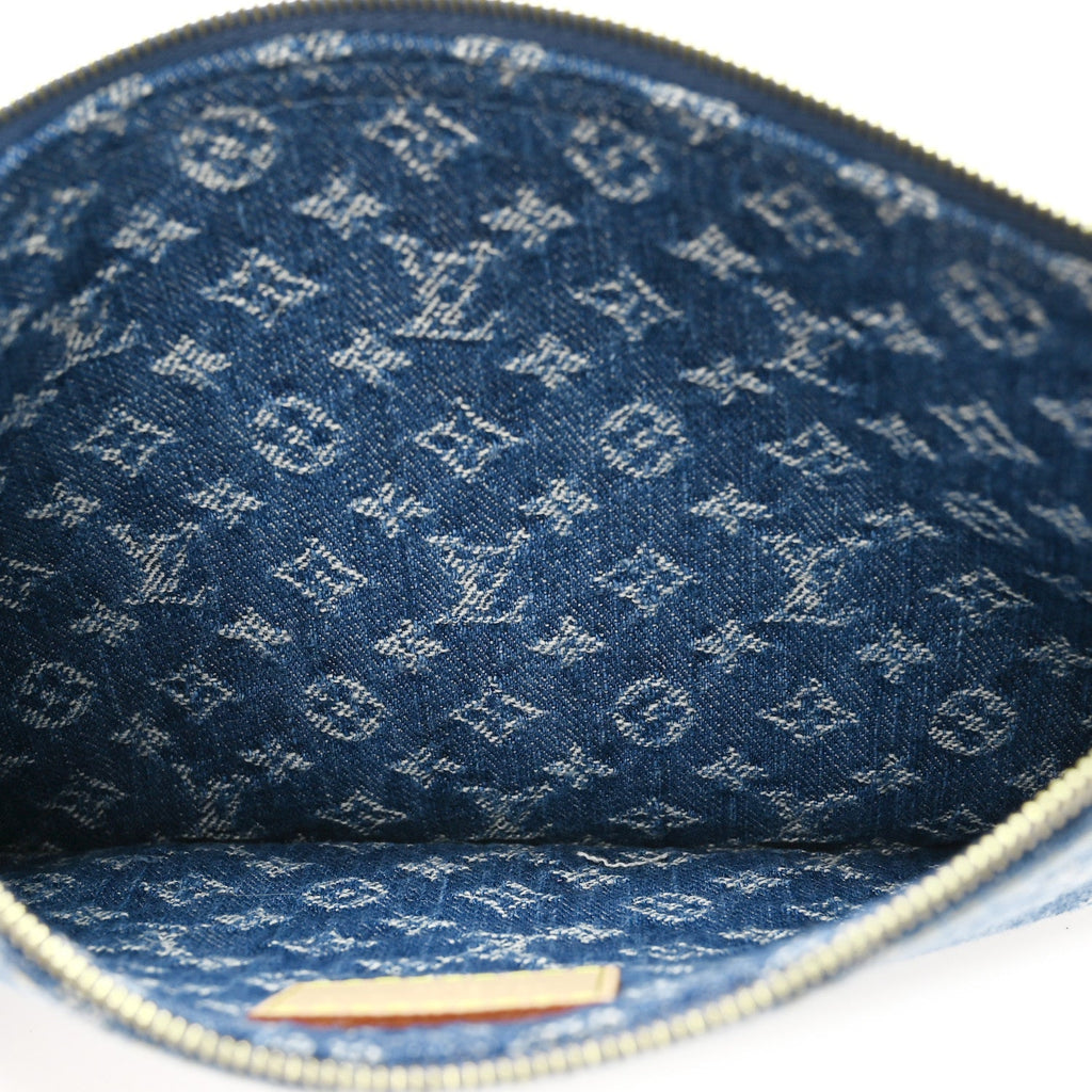 Louis Vuitton Denim Monogram Jacquard Neverfull MM GM Pochette Blue