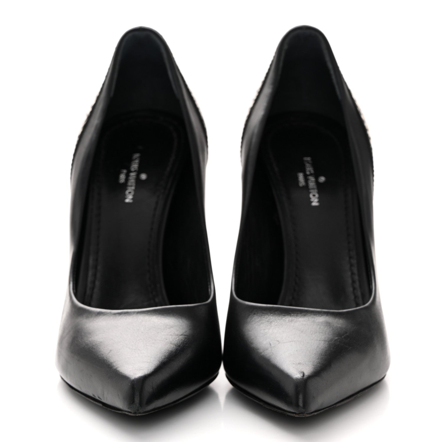 Louis Vuitton Calfskin Snakeskin Embossed Matchmake Pumps 35 Black White