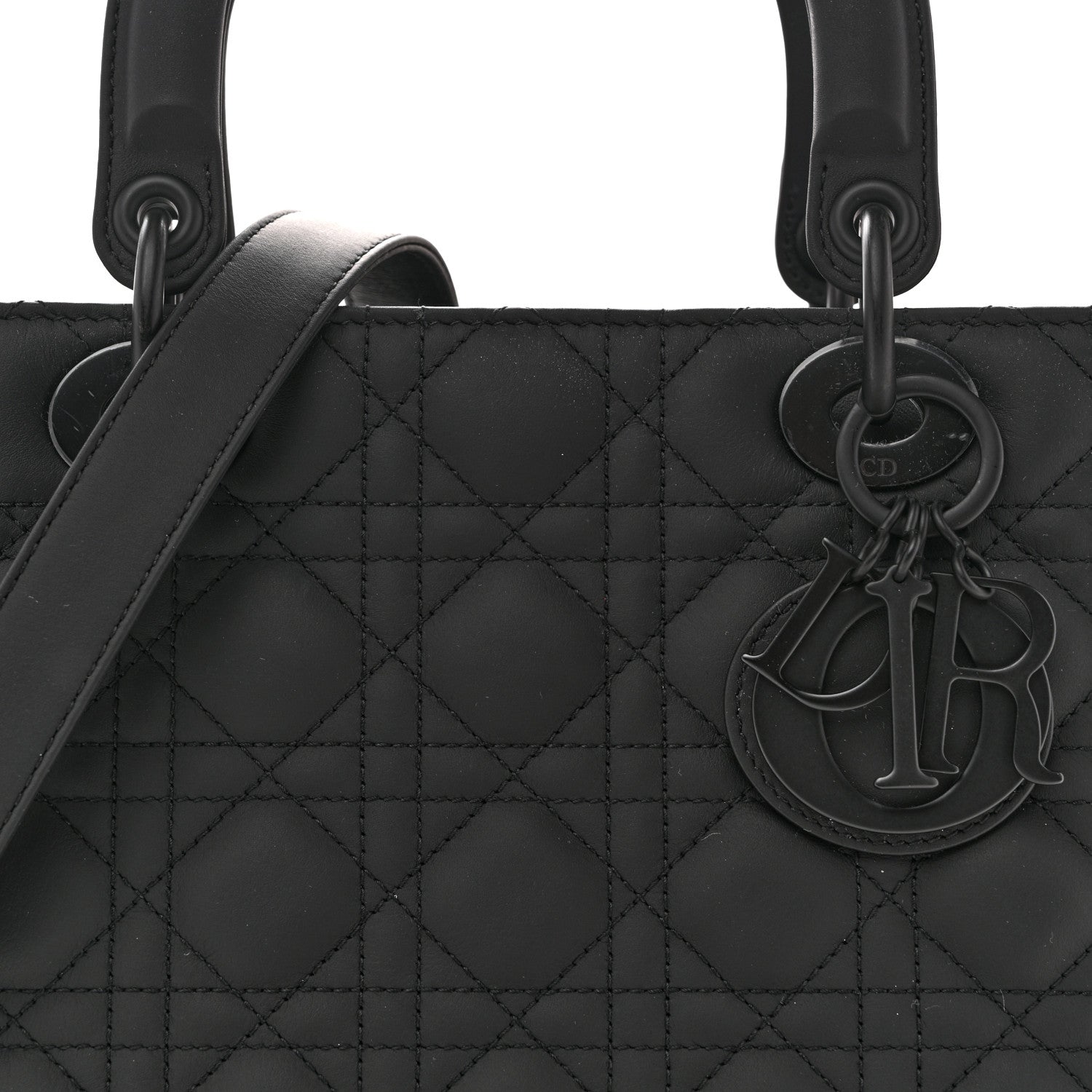 Christian Dior Ultra Matte Calfskin Cannage Medium Lady Dior Black