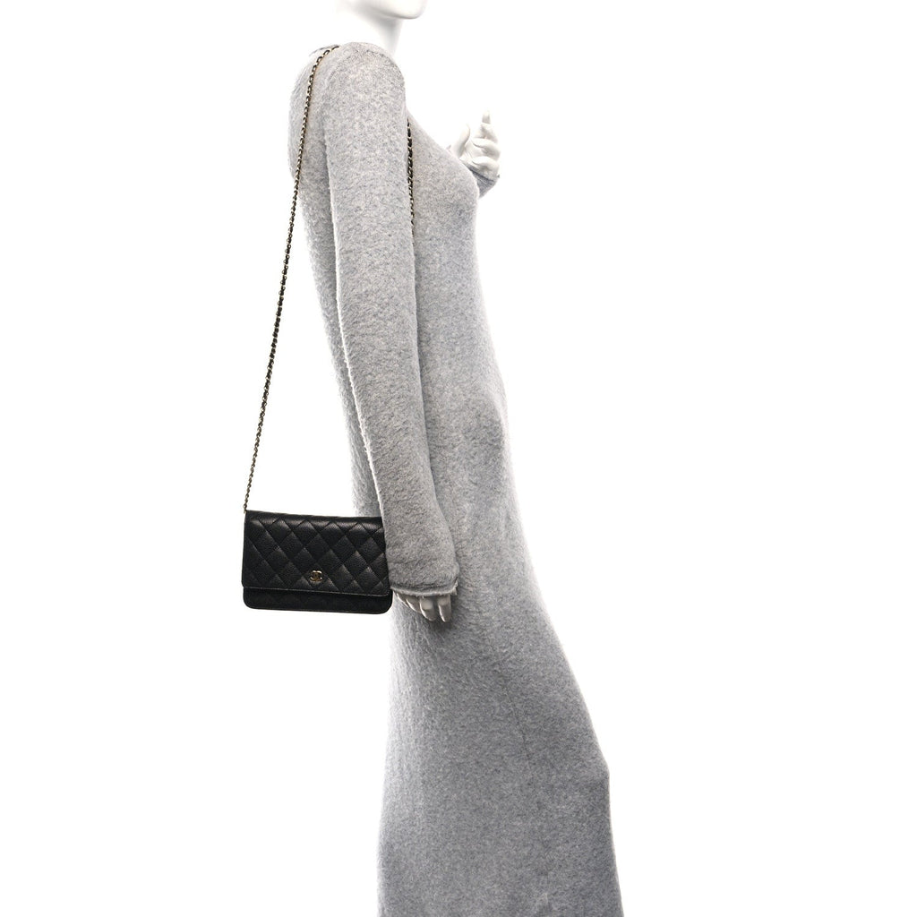 Chanel Caviar Quilted Wallet on Chain WOC Black
