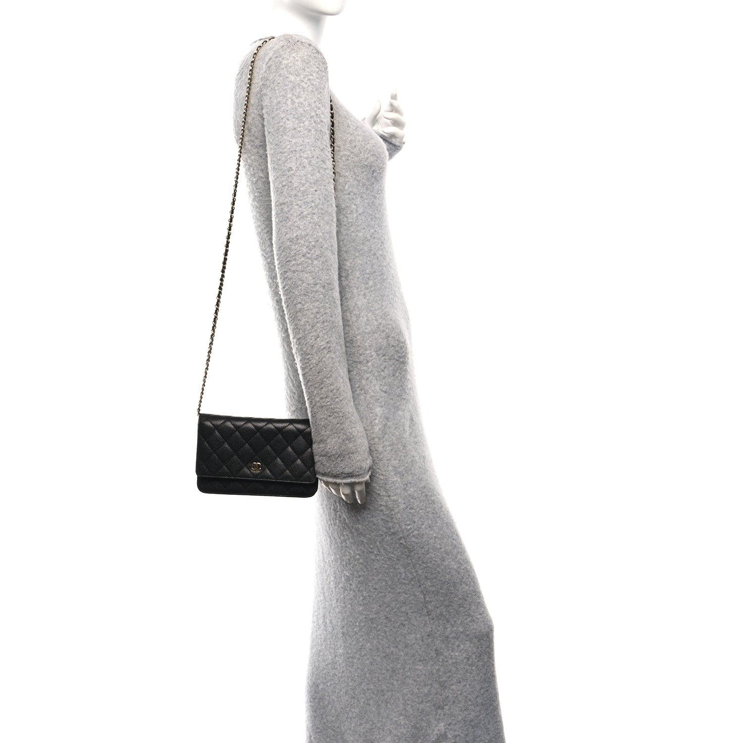Chanel Caviar Quilted Wallet on Chain WOC Black