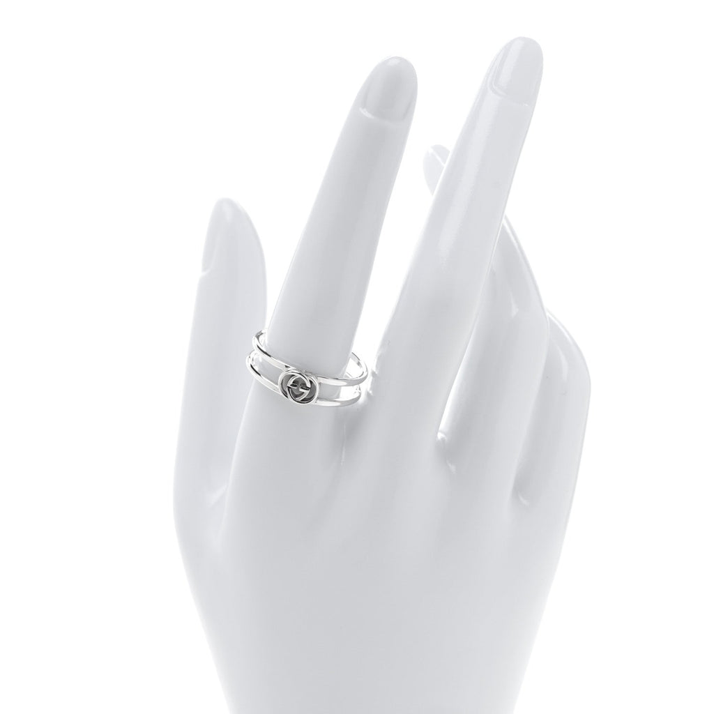Gucci Sterling Silver 6mm Interlocking G Open Band Ring 61 9.5