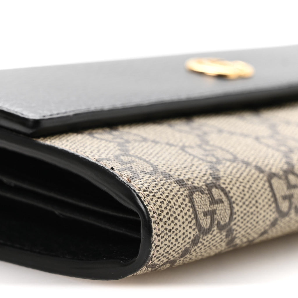 Gucci Dollar Calfskin GG Supreme Monogram Petite GG Marmont Wallet Chain Bag Black Beige Ebony