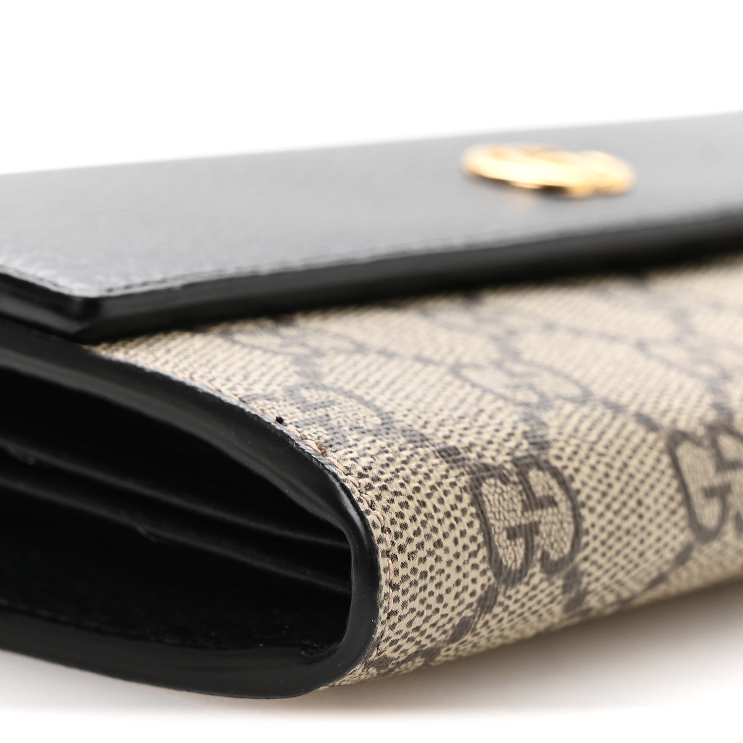Gucci Dollar Calfskin GG Supreme Monogram Petite GG Marmont Wallet Chain Bag Black Beige Ebony