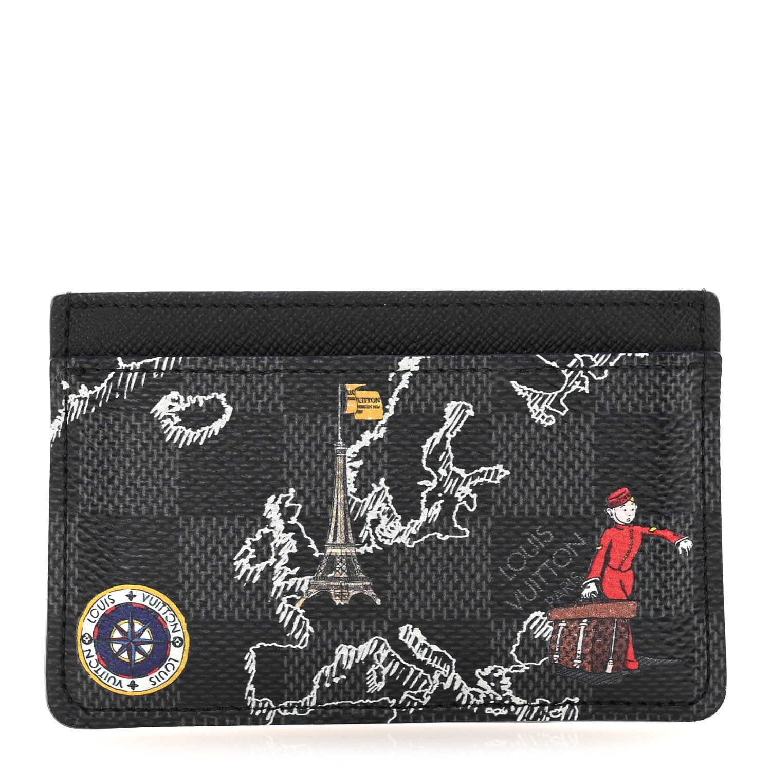 Louis Vuitton Damier Graphite World Map Porte Cartes Simple