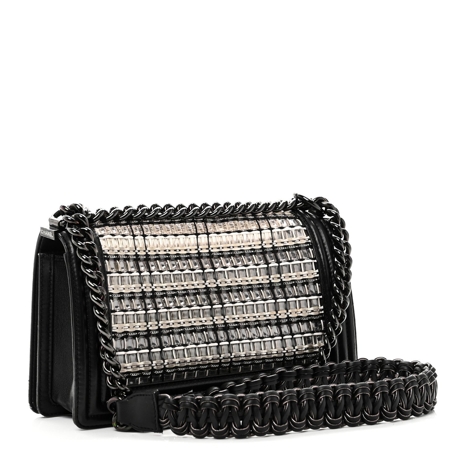 Chanel PVC Thread Woven Medium Boy Flap Black
