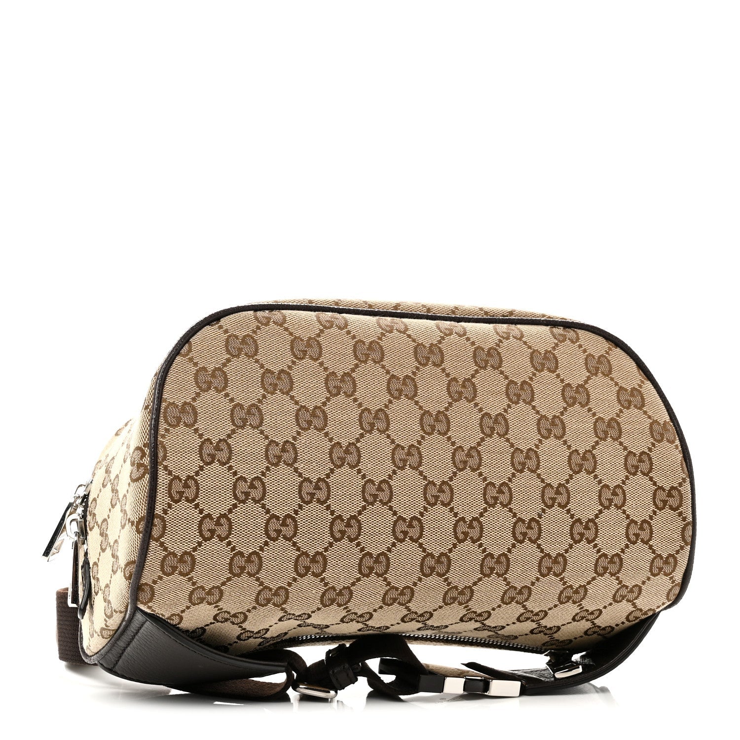 Gucci Monogram Dollar Calfskin Waist Pouch Beige Ebony Testa di Moro Marrone Scuro