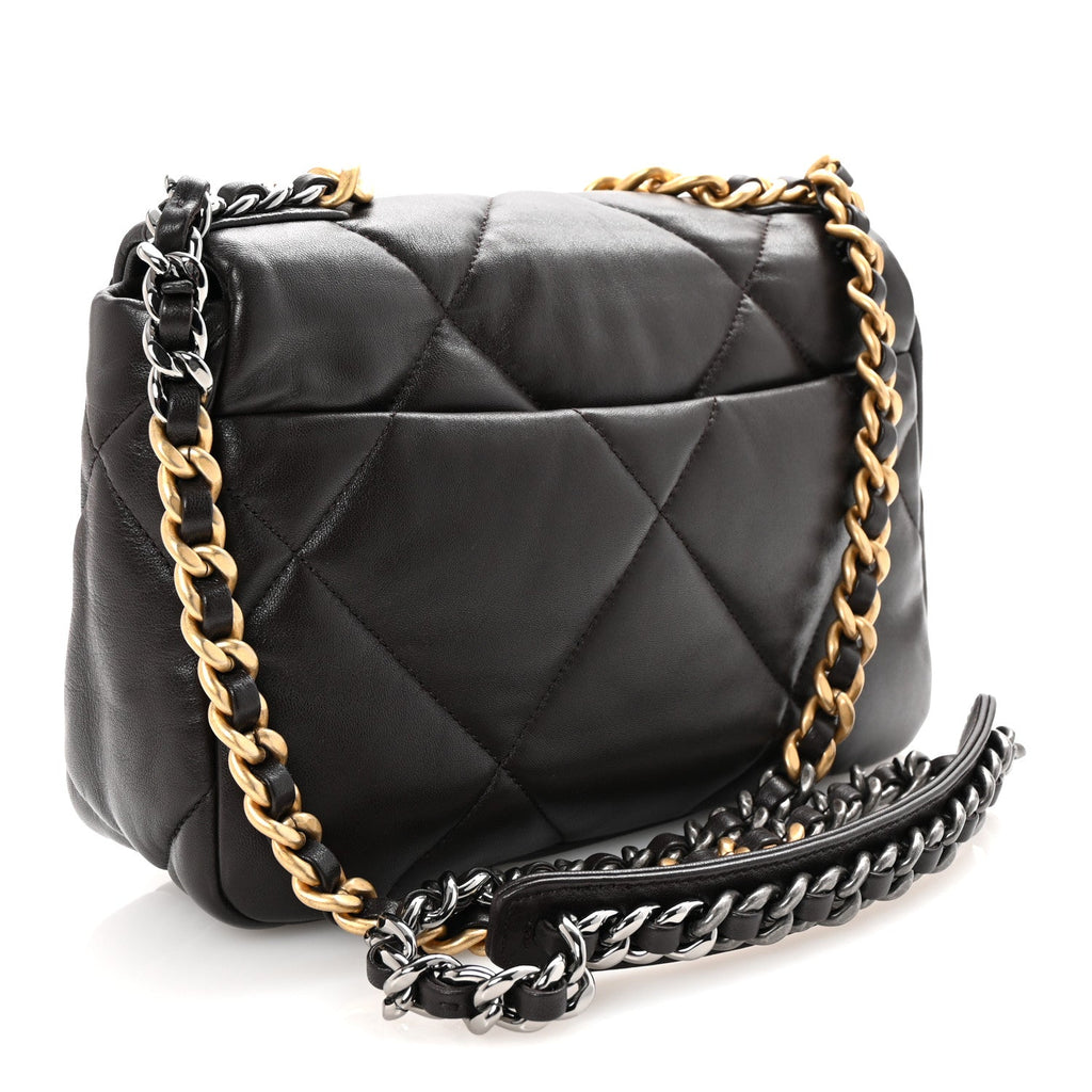 Chanel Lambskin Quilted Medium Chanel 19 Flap Dark Brown