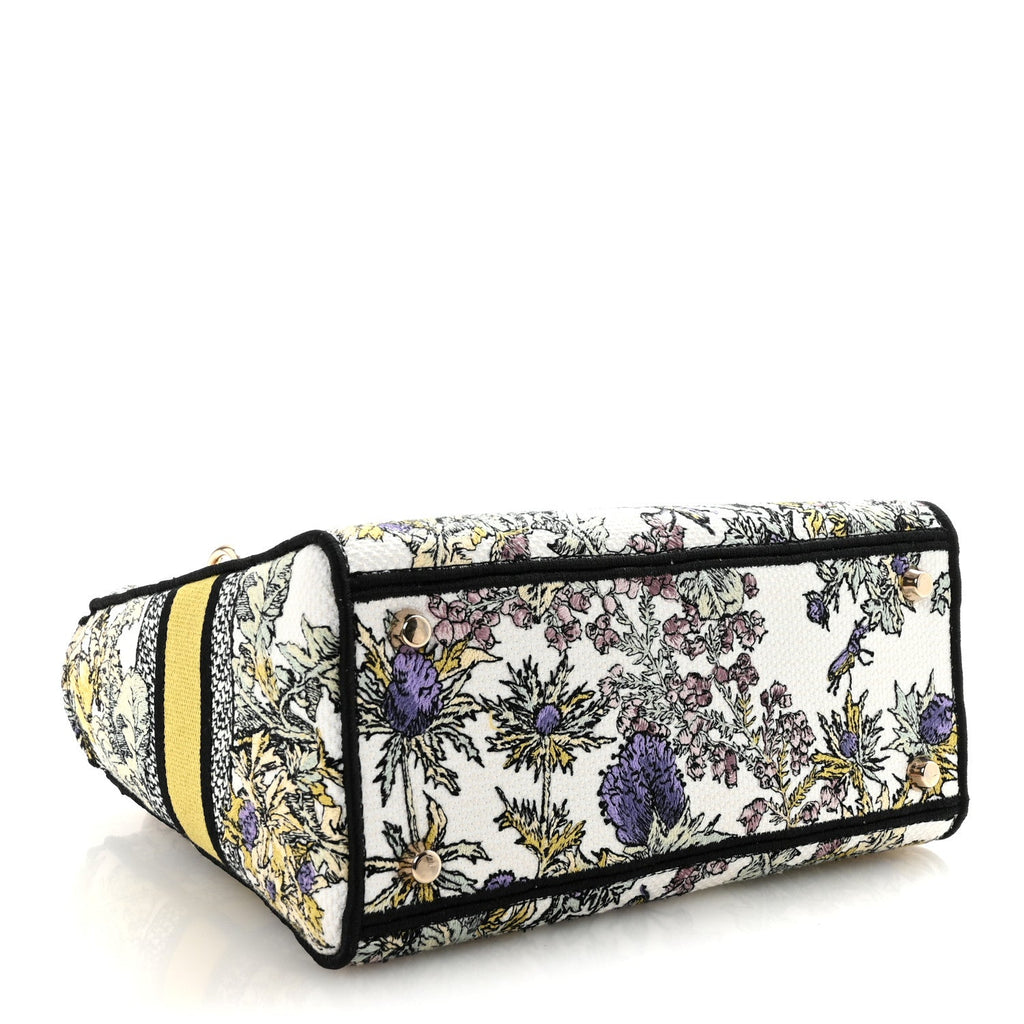 Christian Dior Canvas Embroidered Chardons Toile De Jouy Medium Lady D-Lite Latte Multicolor