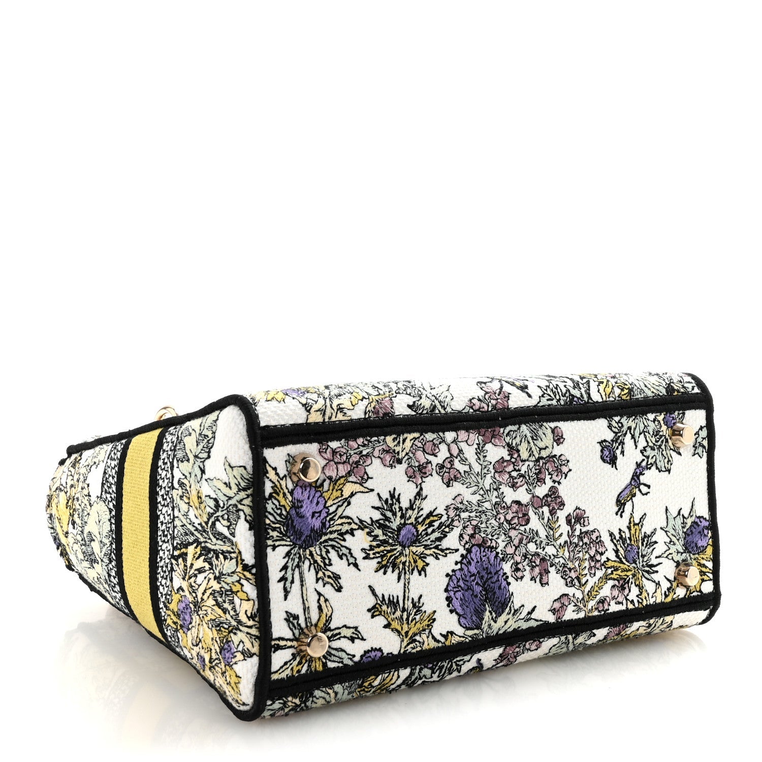 Christian Dior Canvas Embroidered Chardons Toile De Jouy Medium Lady D-Lite Latte Multicolor