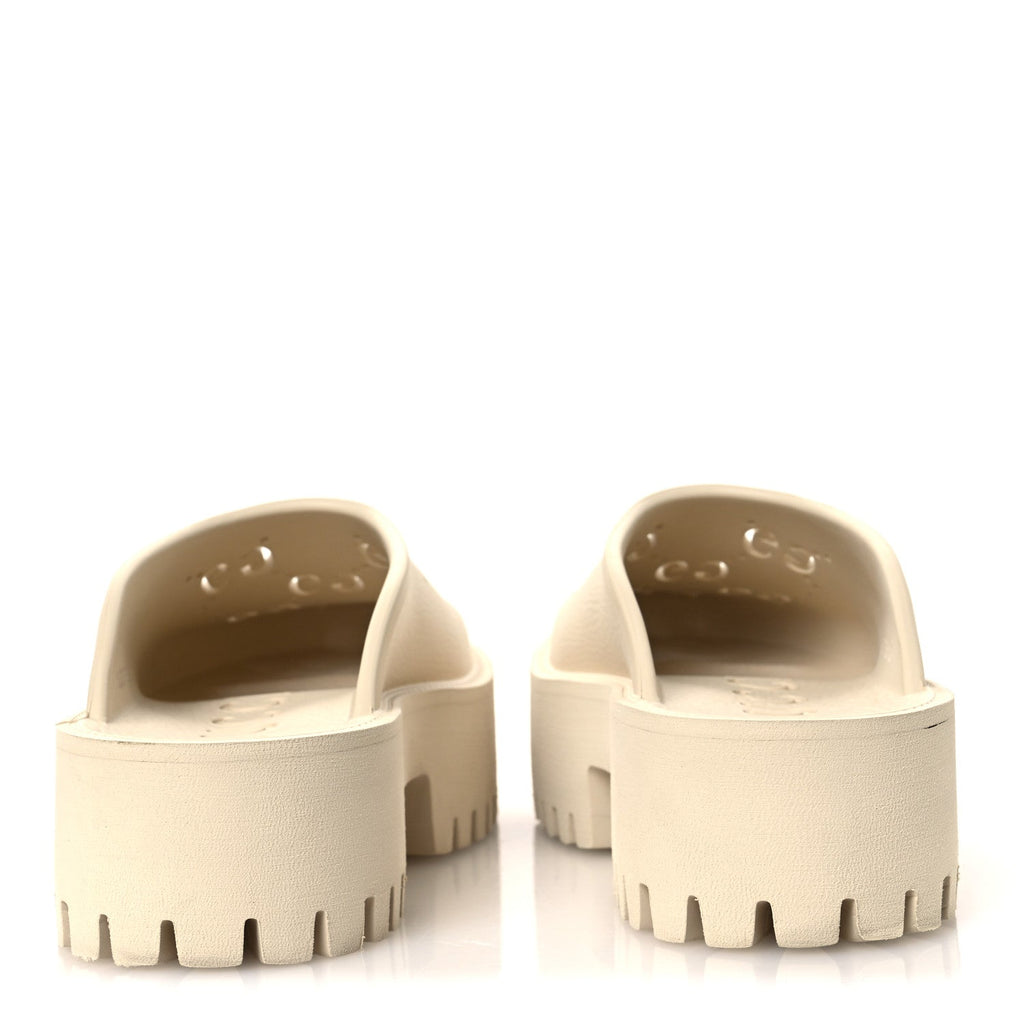 Gucci Rubber Monogram GG Go Through Platform Slide Clogs 38 Mystic White
