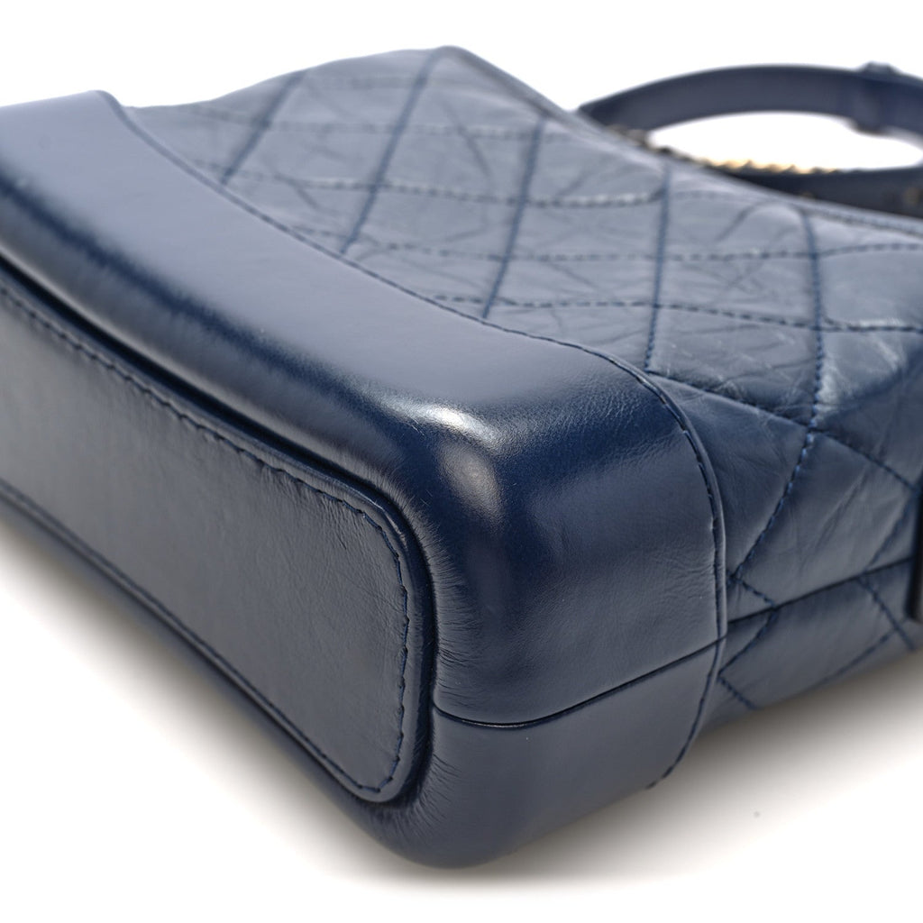 Chanel Aged Calfskin Quilted Small Gabrielle Hobo Navy