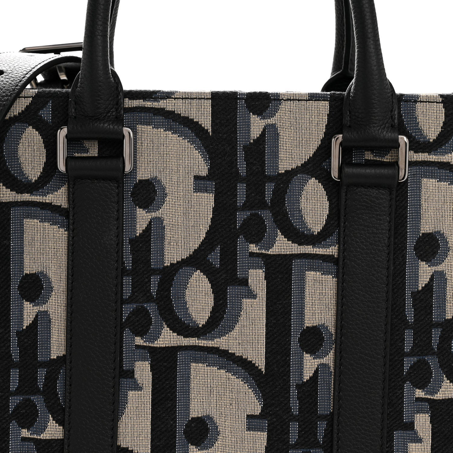 Christian Dior Maxi Oblique Jacquard East West Tote Beige Blue