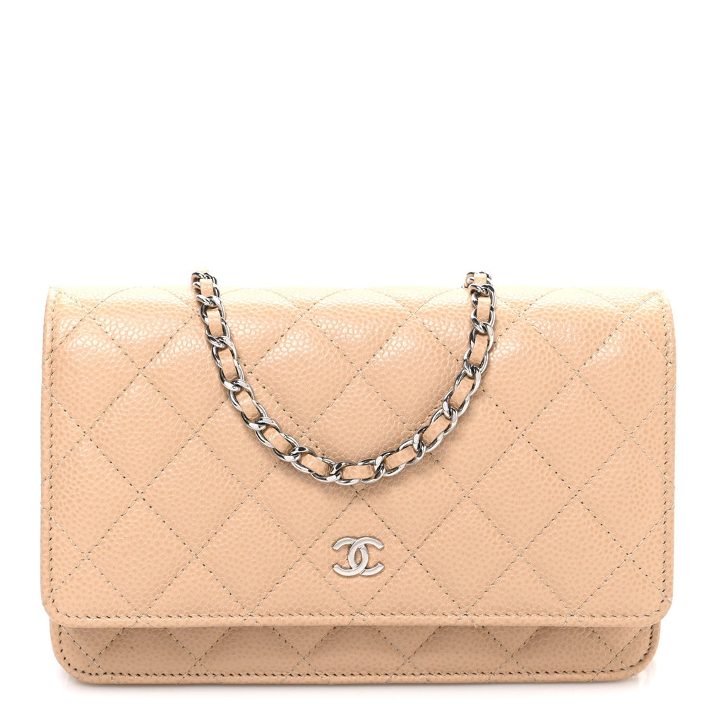 Chanel Caviar Quilted Wallet on Chain WOC Beige