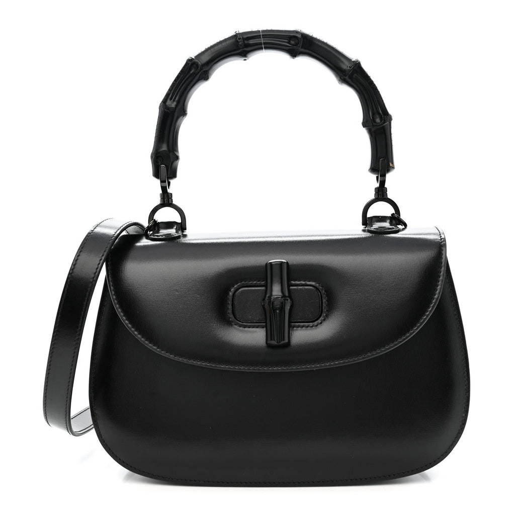 Gucci Boarded Dyana Lux Calfskin Web Monochrome Medium Bamboo 1947 Top Handle Bag Black