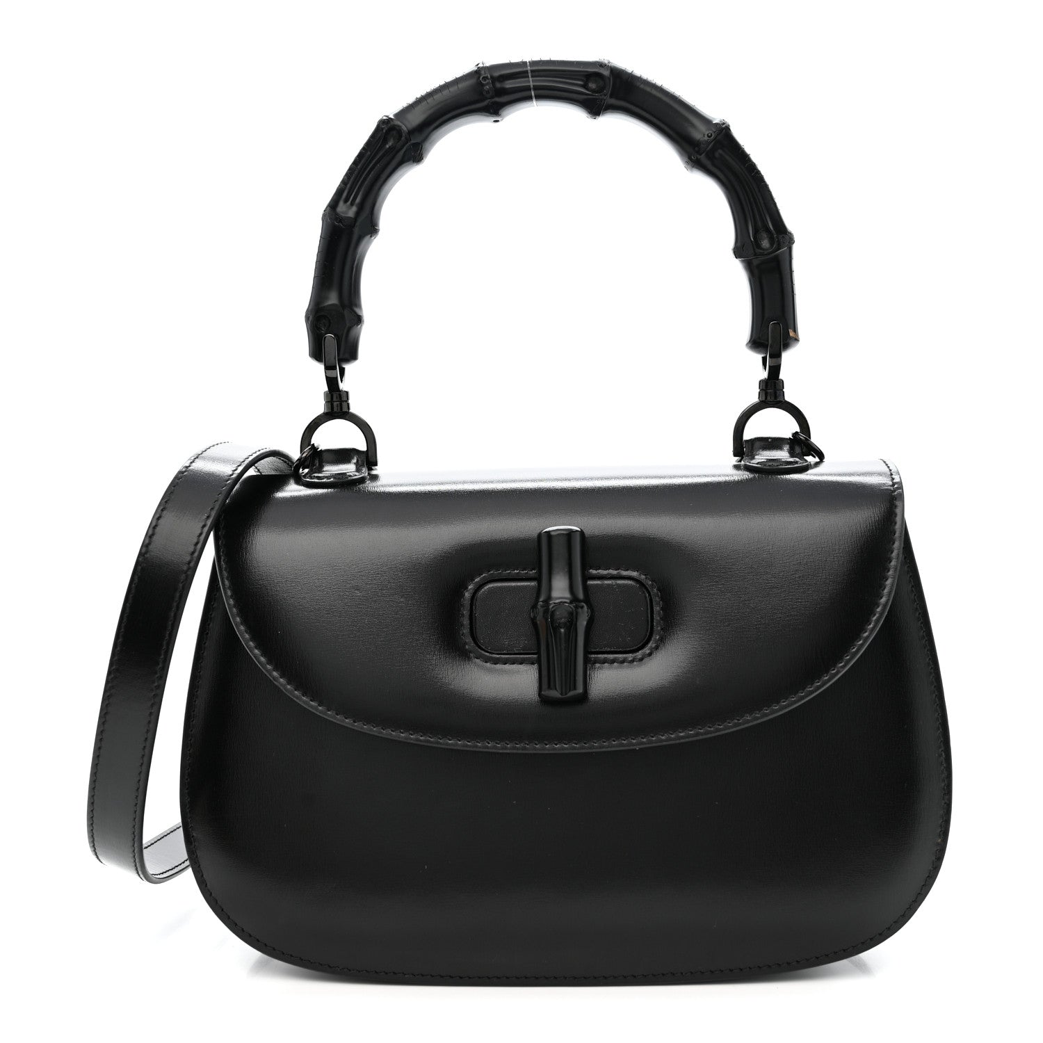Gucci Boarded Dyana Lux Calfskin Web Monochrome Medium Bamboo 1947 Top Handle Bag Black