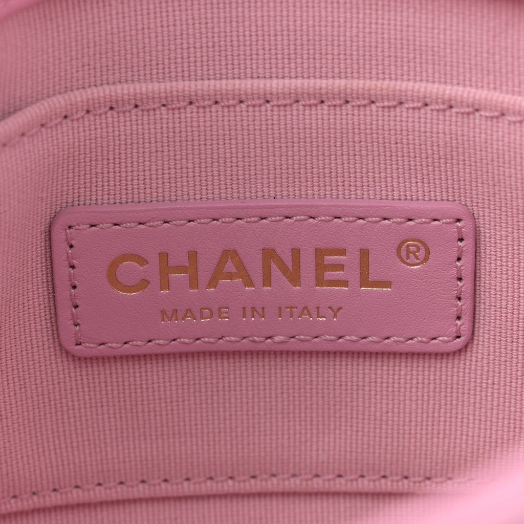 Chanel Lambskin Quilted Mini Lacquered Chain Flap Pink