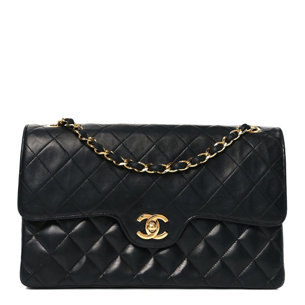 Chanel Lambskin Quilted Medium Double Flap Black