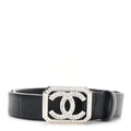 Calfskin Crystal CC Vendome 75 30 Belt  Black