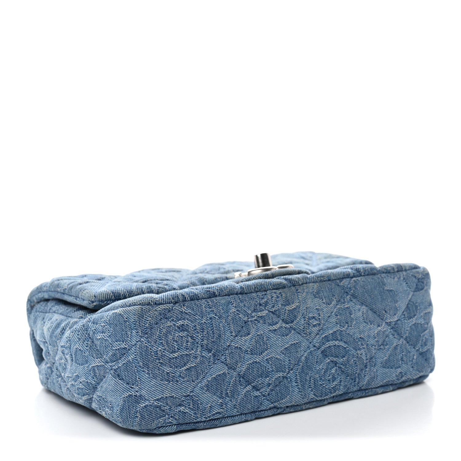 Chanel Denim Quilted Camellia Sweetheart Mini Flap Blue