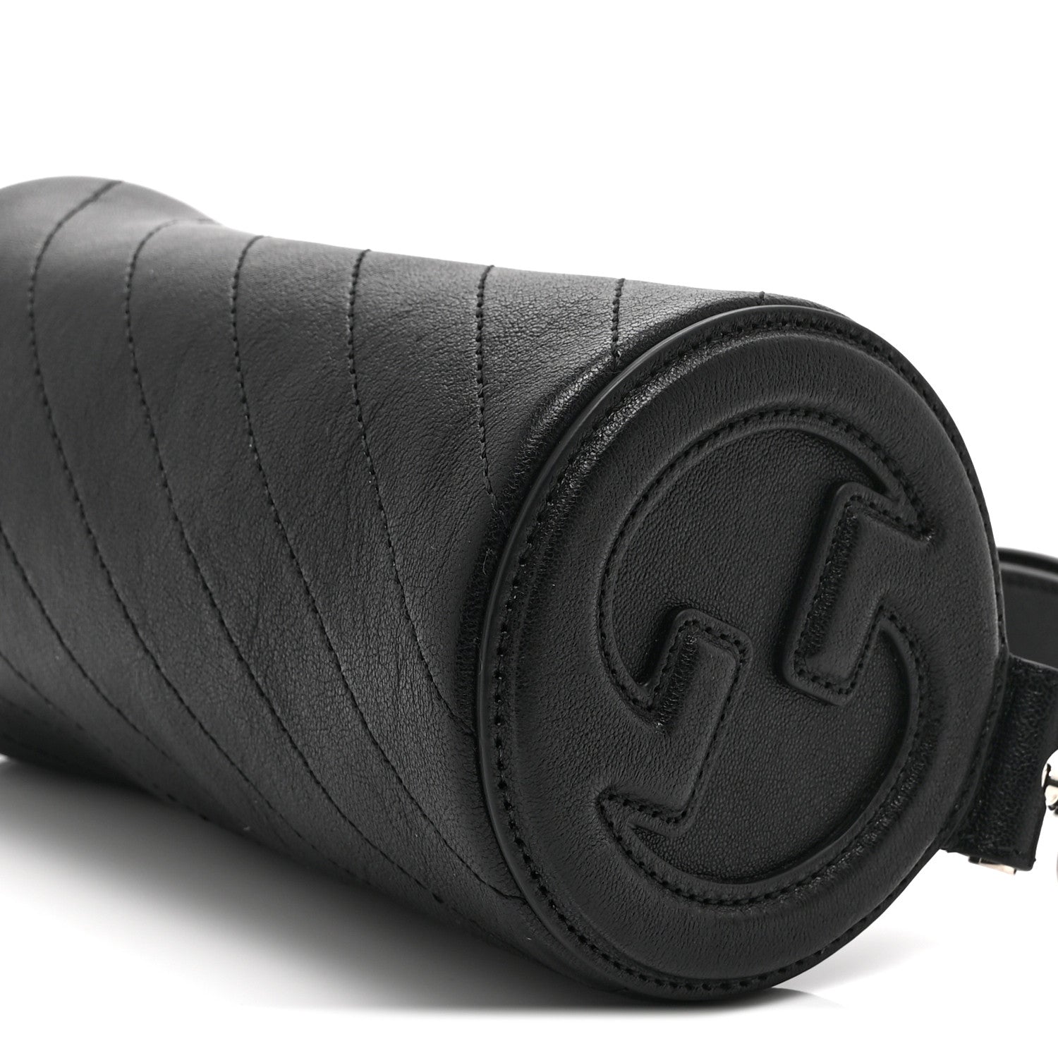Gucci Sakai Be Green Calfskin Diagonal Stitched Mini Blondie Barrel Shoulder Bag Black