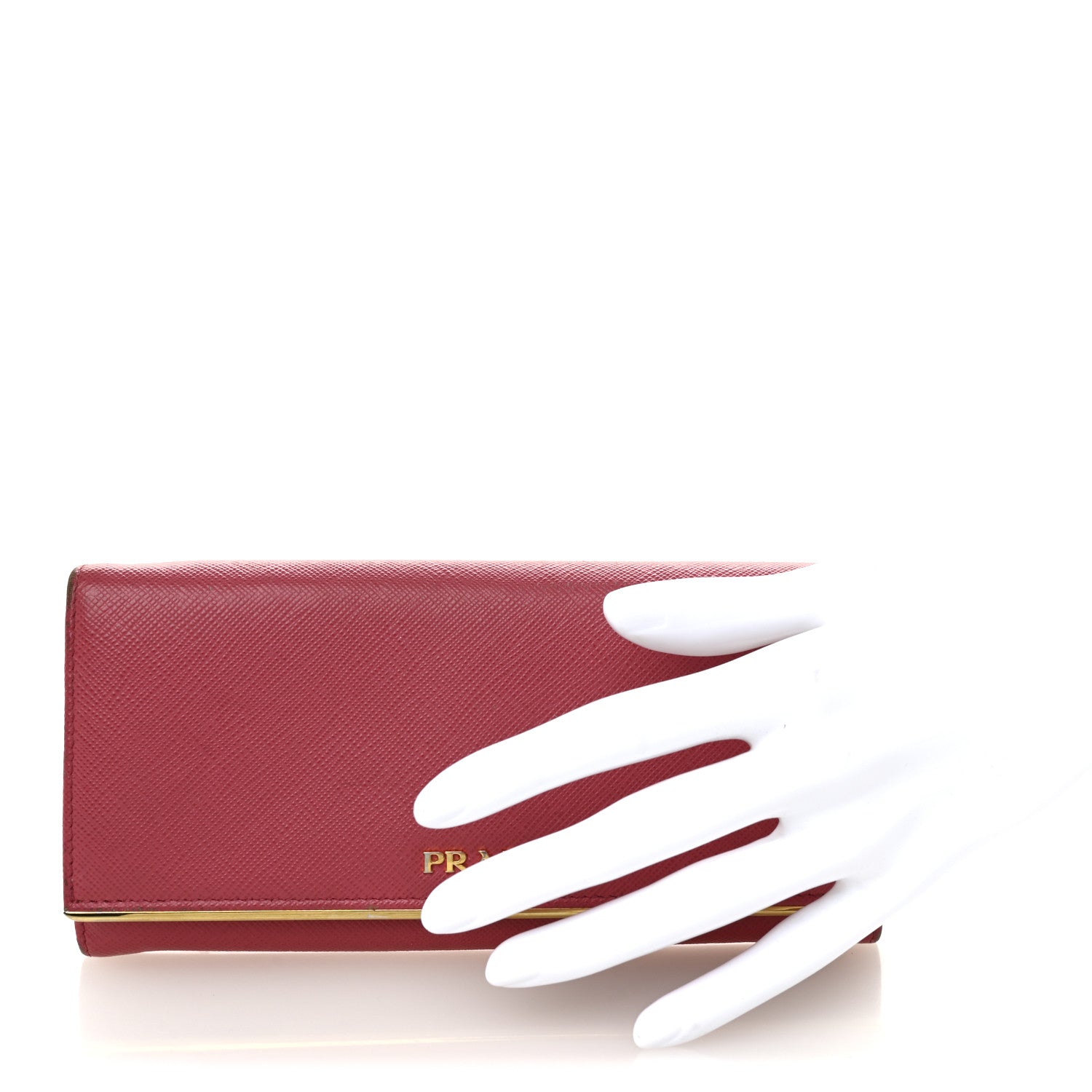 Prada Saffiano Metal Continental Flap Wallet Peonia