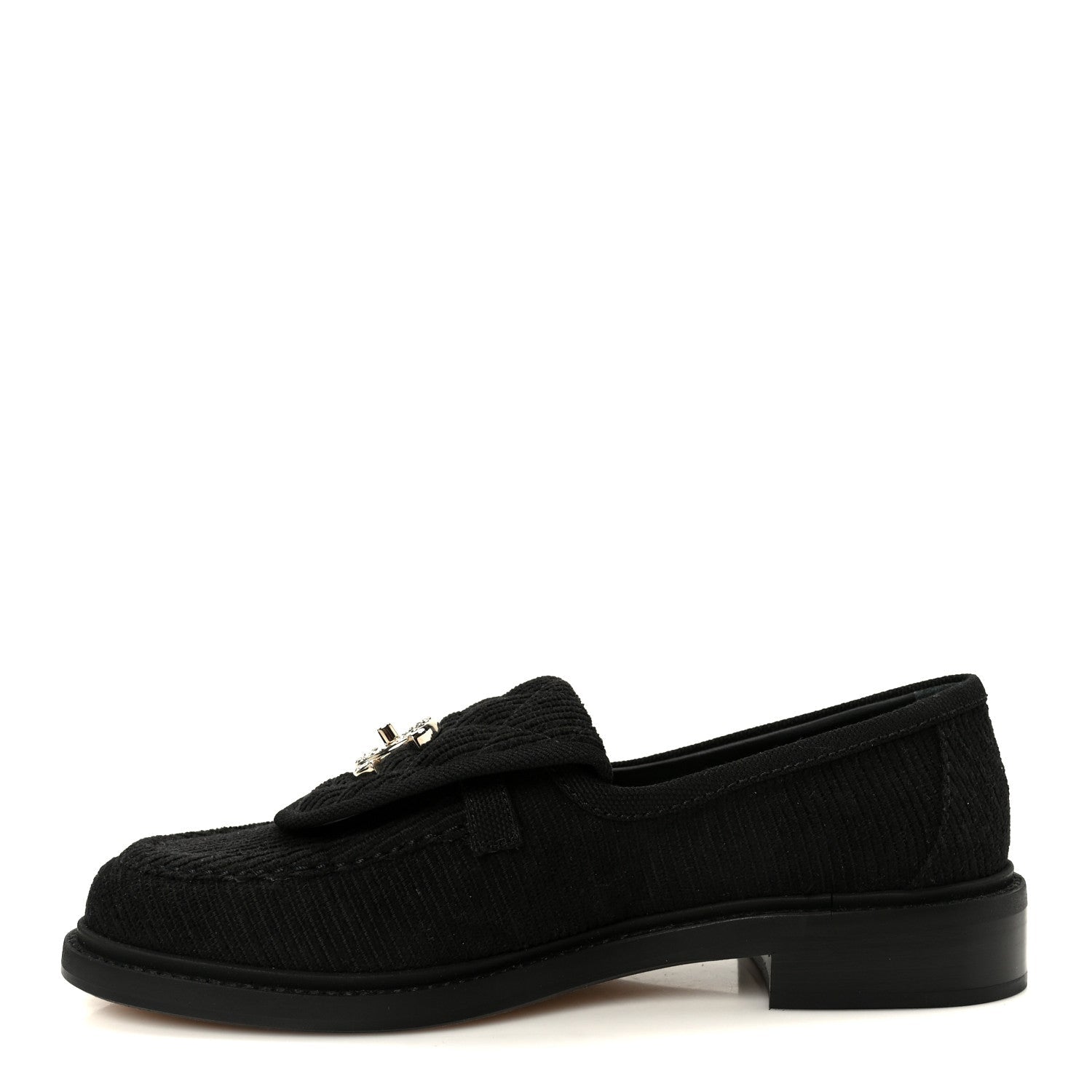 Corduroy Quilted CC Turnlock Loafers 36 Black