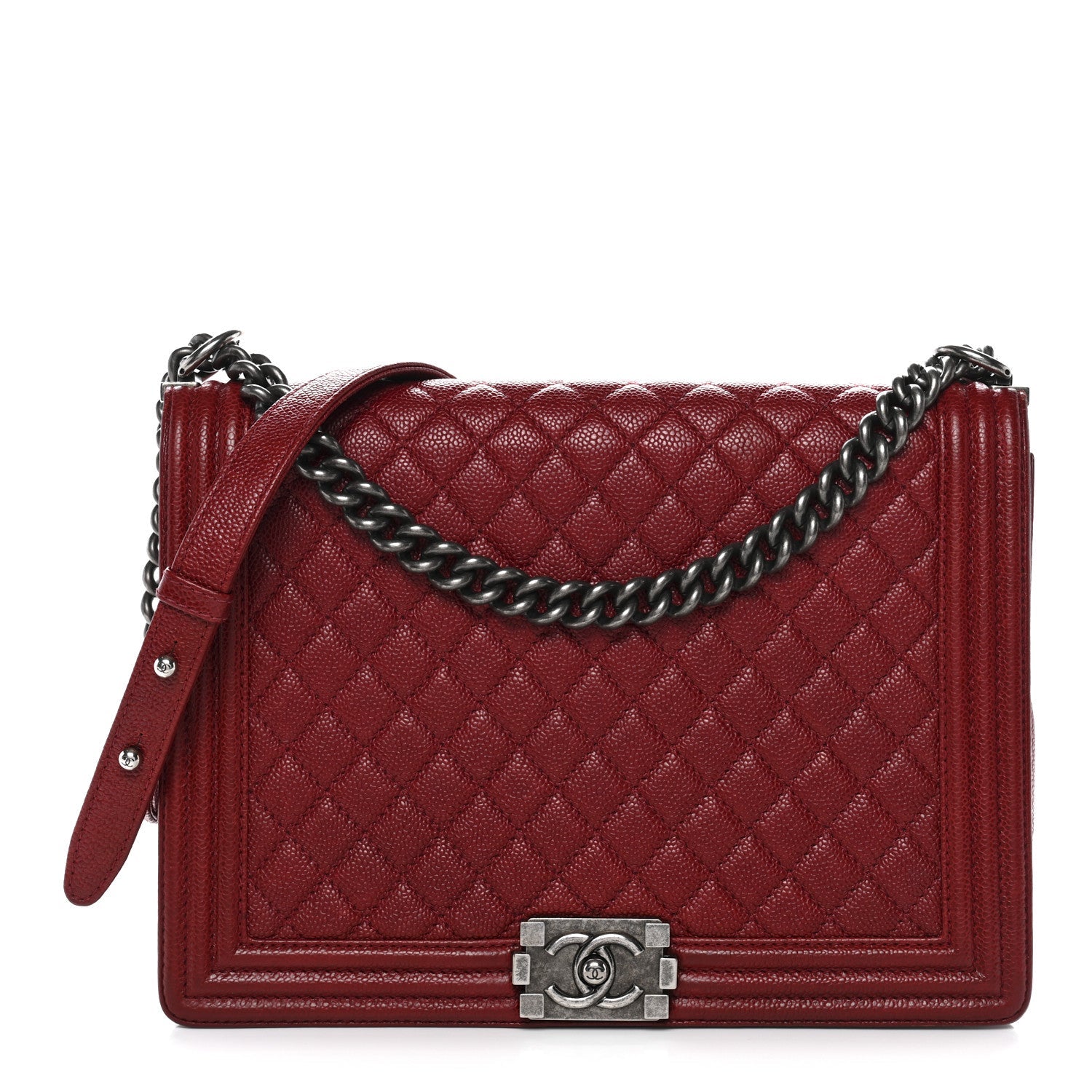 Chanel Caviar Quilted Large Boy Flap Dark Red