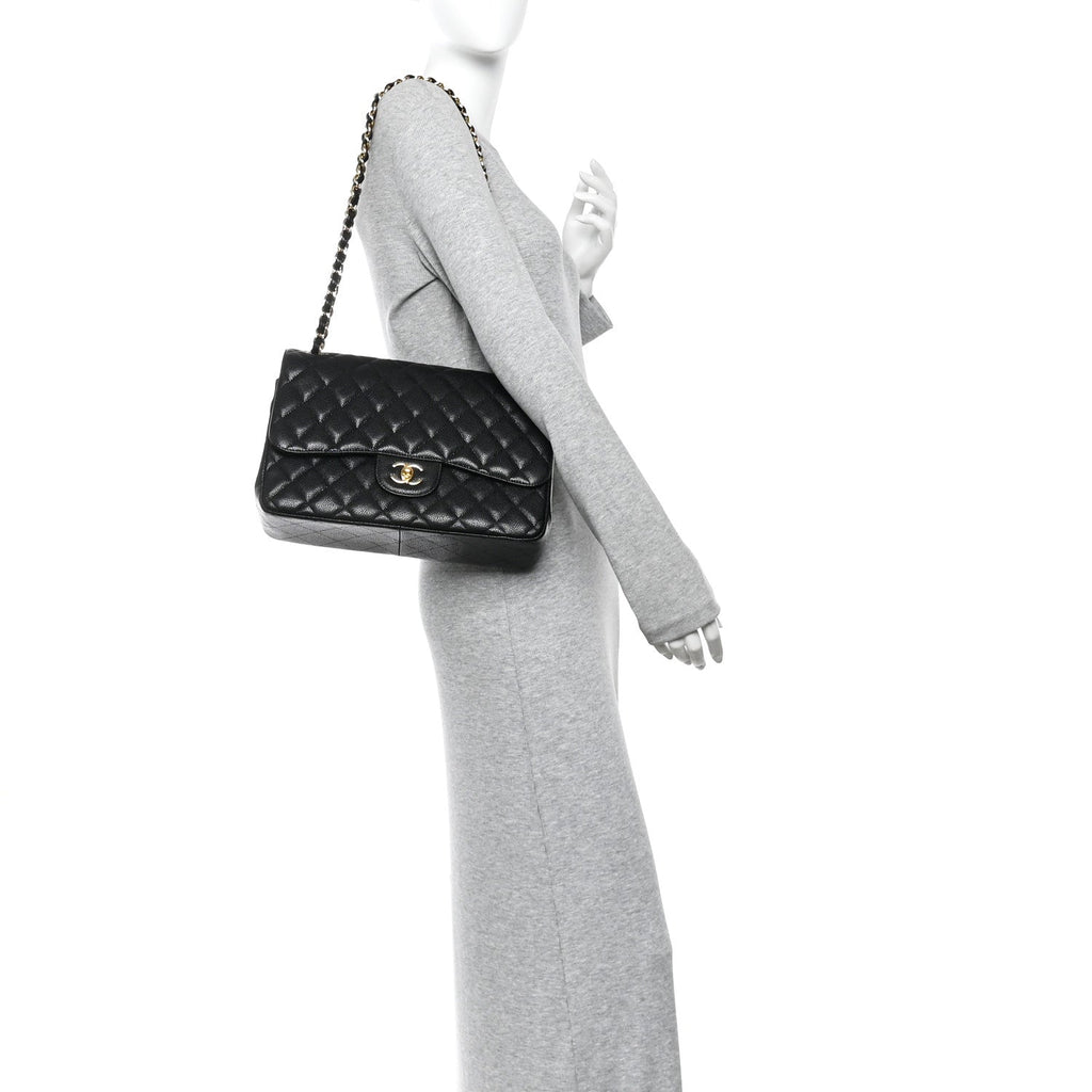 Chanel Caviar Quilted Jumbo Double Flap Black
