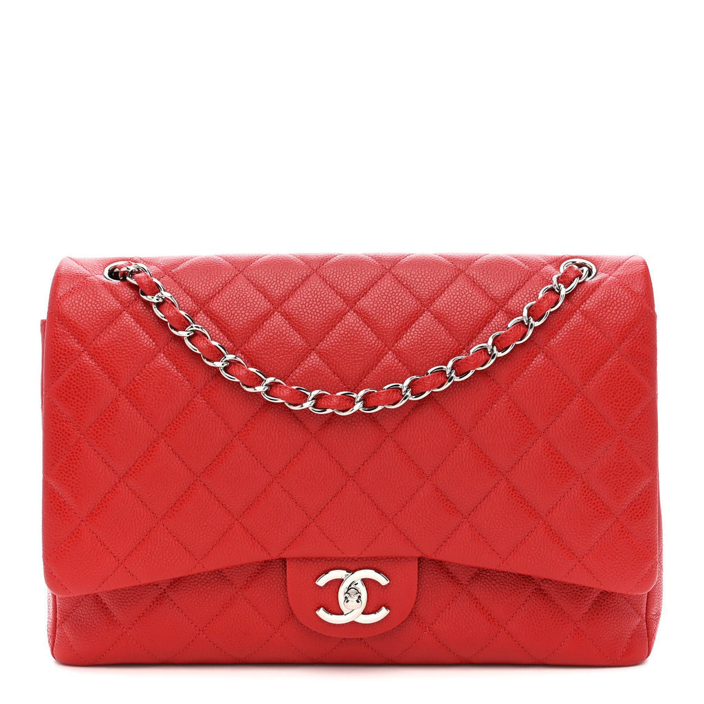 Chanel Caviar Quilted Maxi Double Flap Red