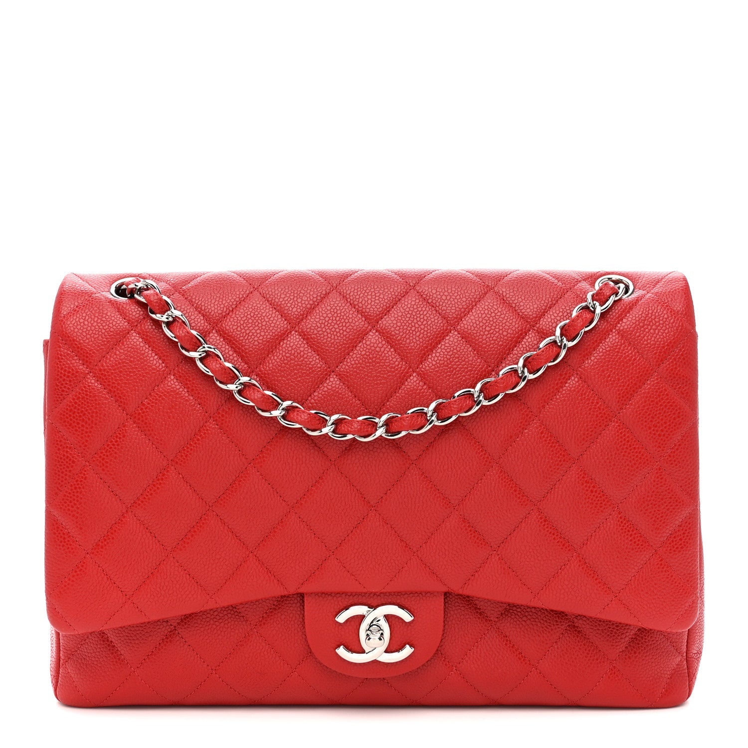 Chanel Caviar Quilted Maxi Double Flap Red