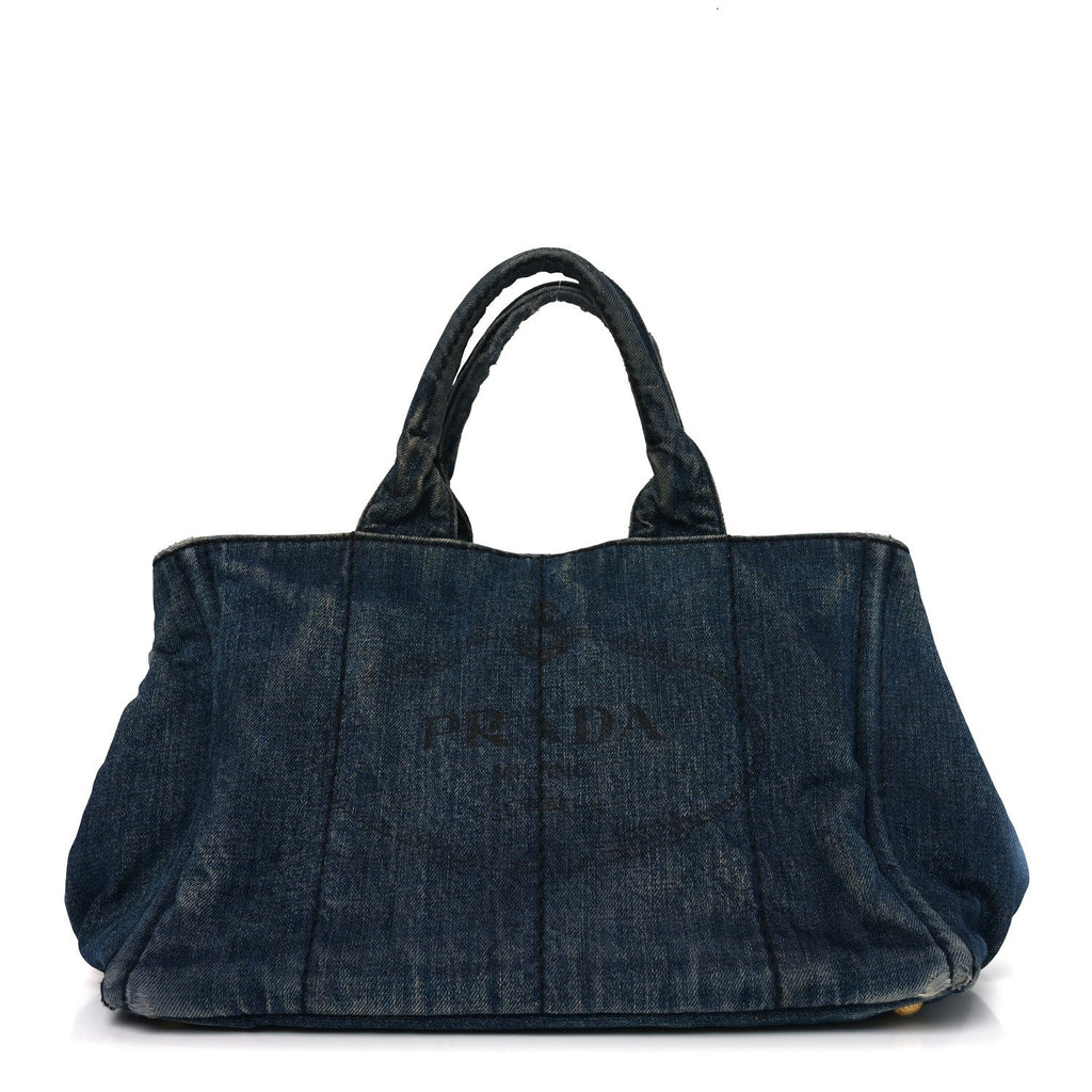Prada Denim Logo Tote Avio