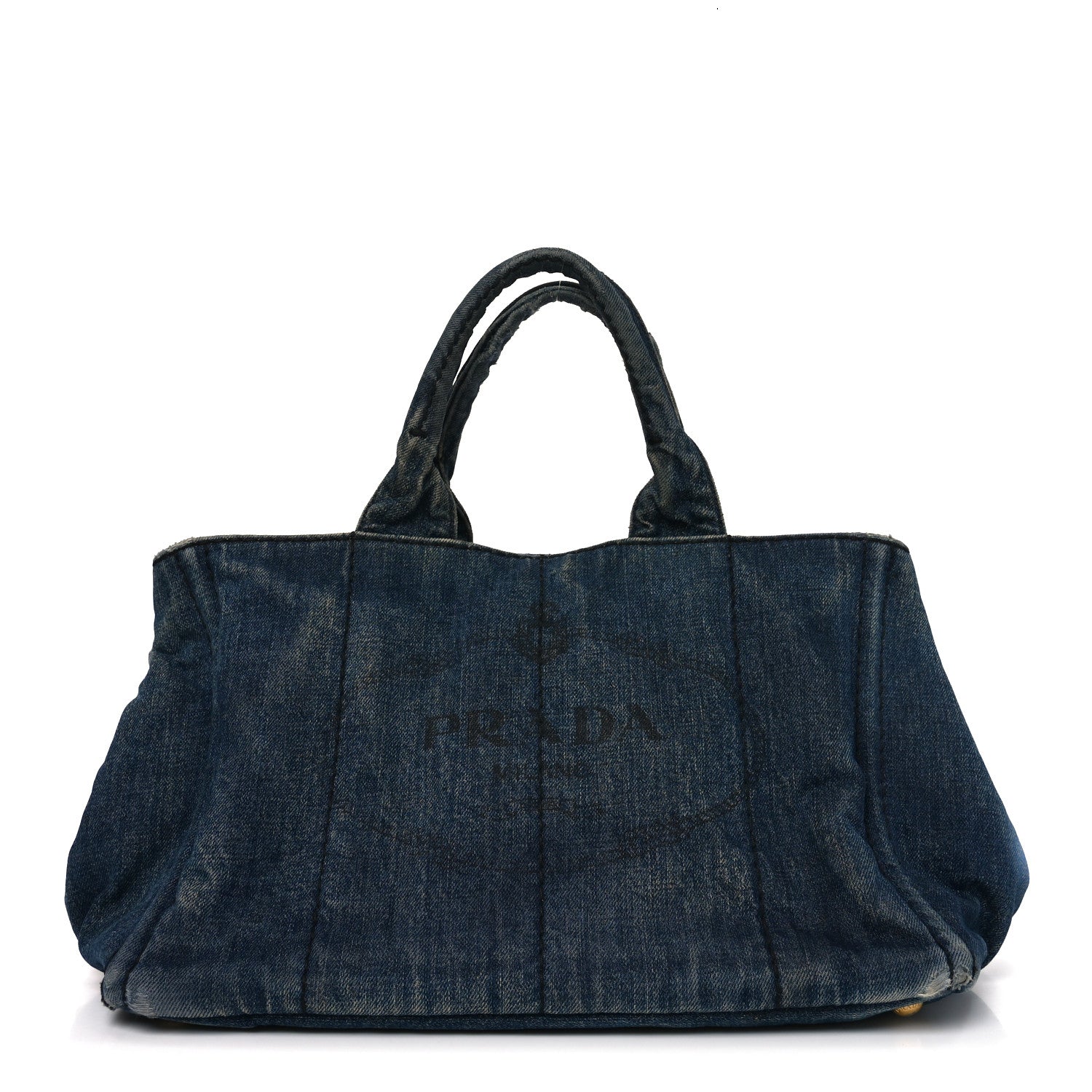 Prada Denim Logo Tote Avio