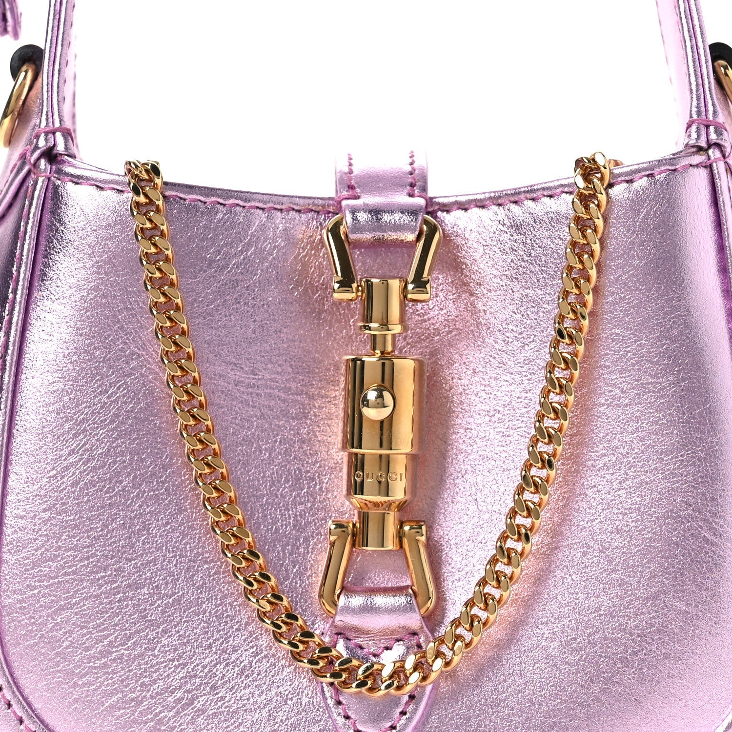 Gucci Laminated Nappa Nano Jackie 1961 Hobo Metallic Pink