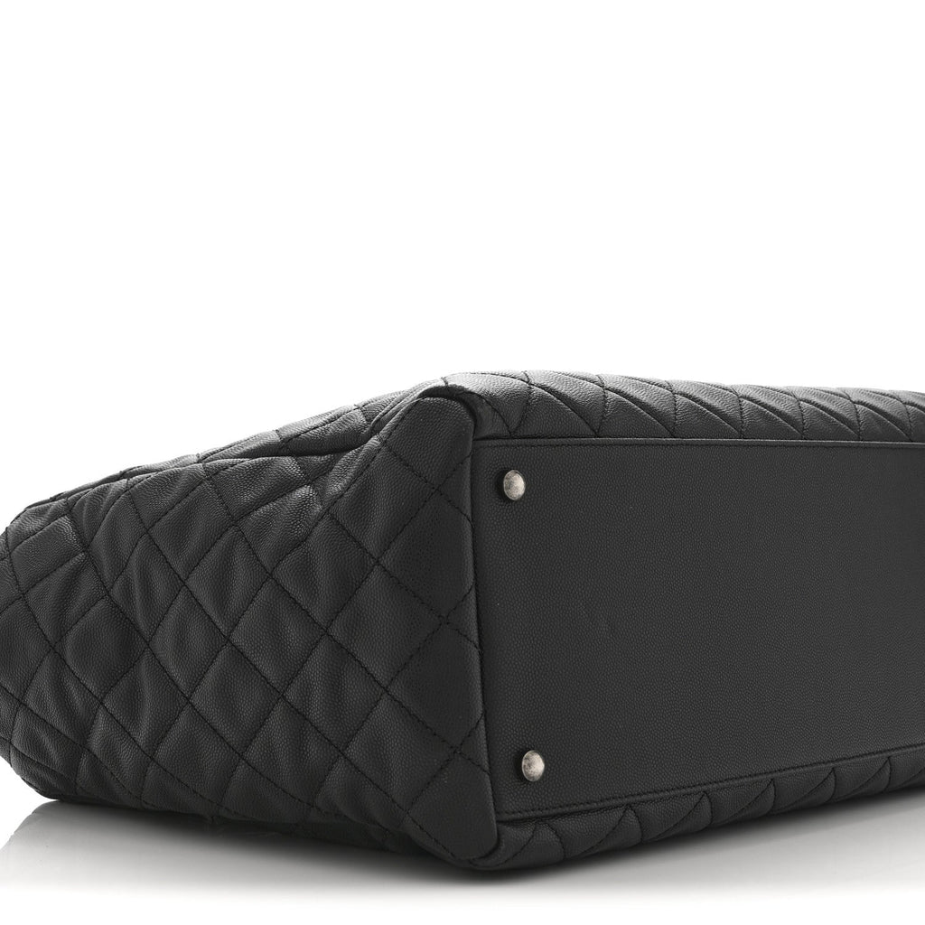 Chanel Caviar Quilted Large Coco Handle Shopping Tote Black