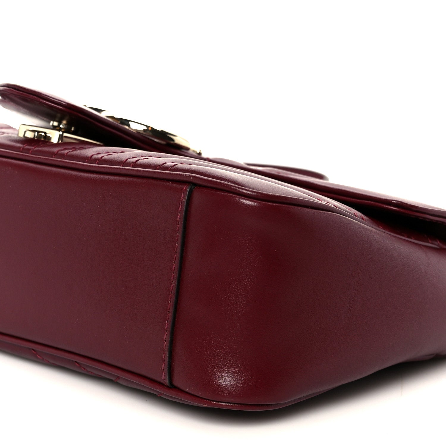 Gucci Calfskin Matelasse Small GG Marmont Shoulder Bag Rosso Ancora Red