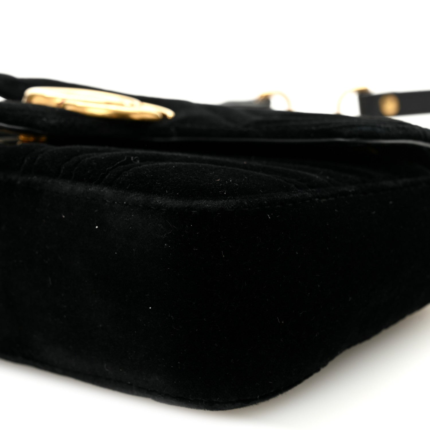 Gucci Velvet Matelasse Mini GG Marmont Shoulder Bag Black
