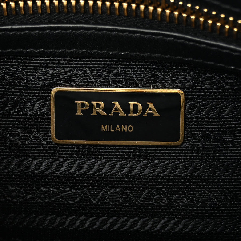 Prada Tessuto Nylon Soft Calf Double Zip Crossbody Bag Black