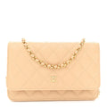 Chanel Caviar Quilted Wallet on Chain WOC Beige