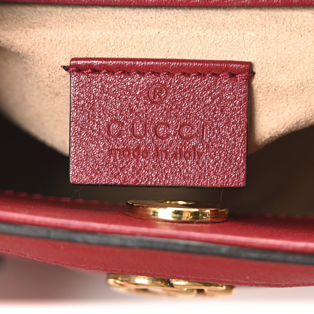 Gucci Wonka Grain Calfskin Mini Diana Tote Bag Dark Red Orange Fluo