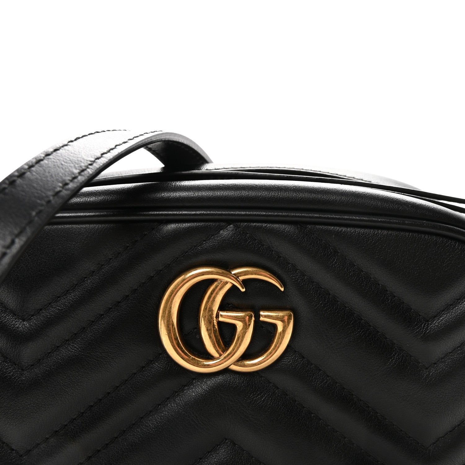 Gucci Calfskin Matelasse Mini GG Marmont Chain Shoulder Bag Black