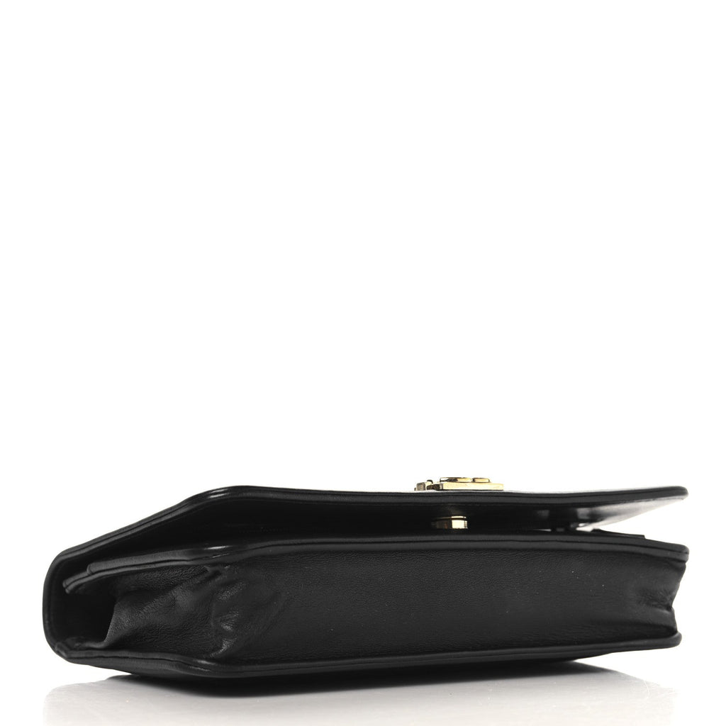 Chanel Lambskin Chevron Boy Wallet On Chain WOC Black