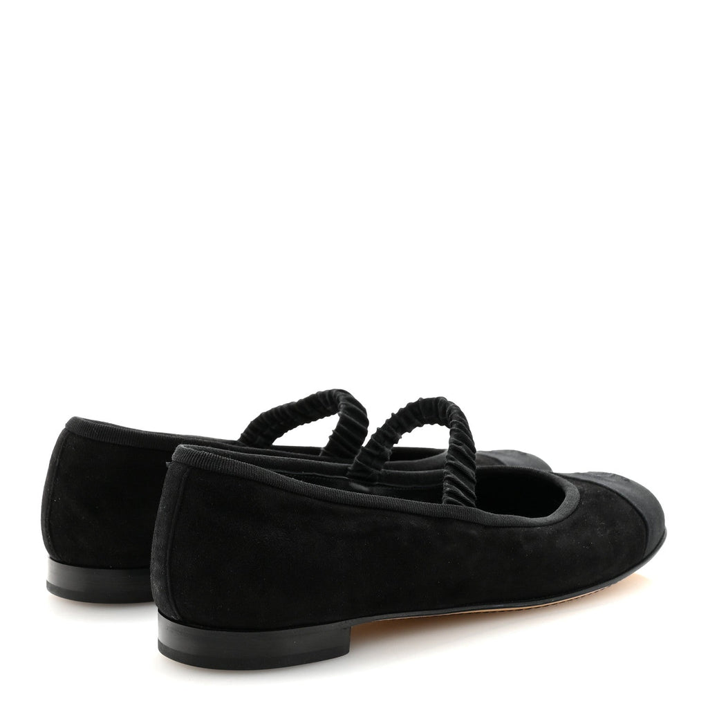 Chanel Velvet Mary Jane Flats 40 Black
