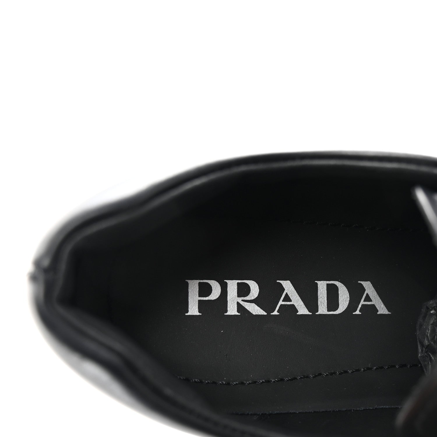Prada Spazzolato Rois Sfumato Monolith 55mm Derby Loafers 38.5 Black Argento