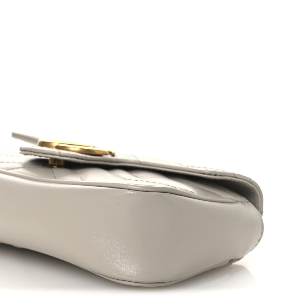 Gucci Calfskin Matelasse Super Mini GG Marmont Shoulder Bag Grey