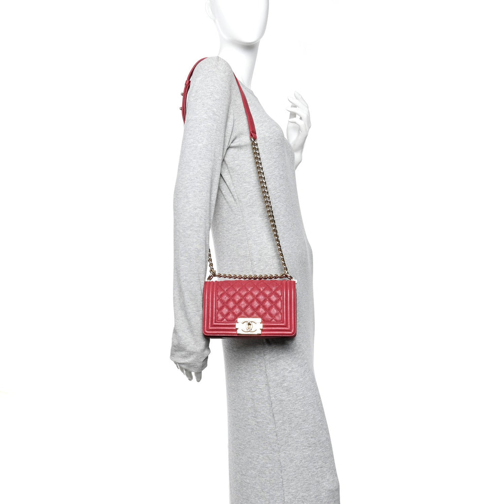 Chanel Caviar Quilted Small Boy Flap Fuchsia
