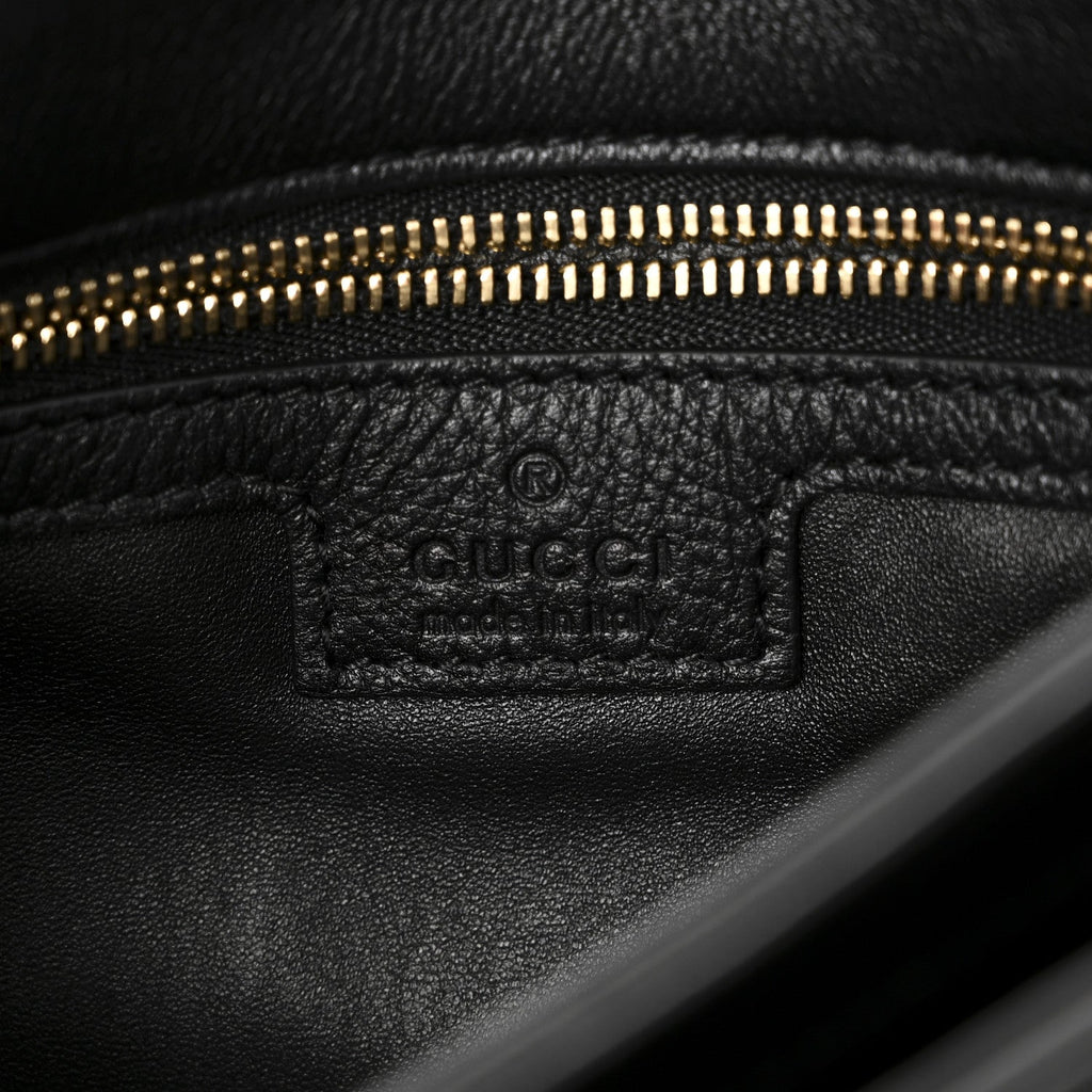 Gucci Roxy Calfskin Web Medium Studded Blondie Shoulder Flap Bag Black