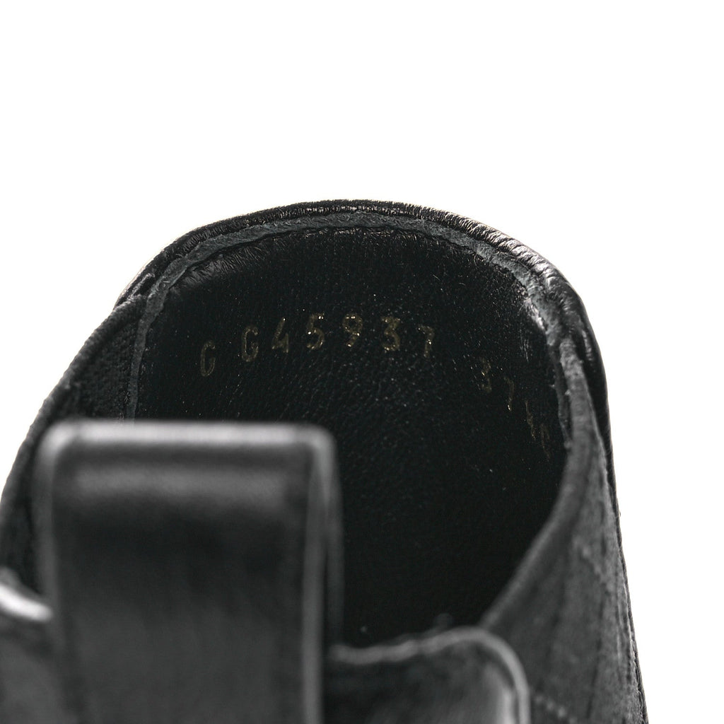 Chanel Shiny Grained Calfskin Patent Cap Toe Interlocking CC Short Boots 37.5 Black